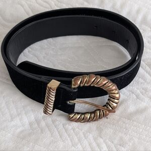 Zara Black Belt with Gold-Toned Buckle